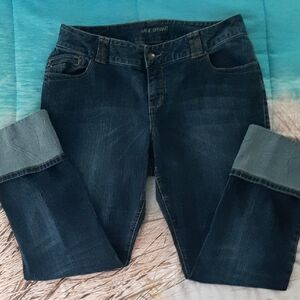 Lane Bryant Women's 16 Regular Dark Wash Cropped Ankle Jeans Rolled Cuff